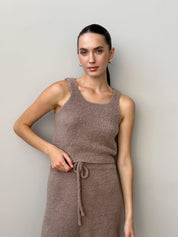 Soft knitted fluffy top brown