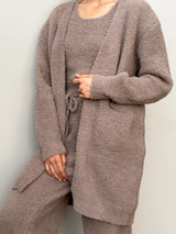 Soft knitted fluffy cardigan brown