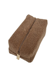 Cosmetic bag TEDDY zipper plastic brown medium SQUARE