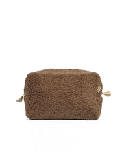 Cosmetic bag TEDDY zipper plastic brown medium SQUARE