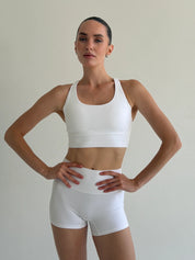 Yoga top with crisscross straps white