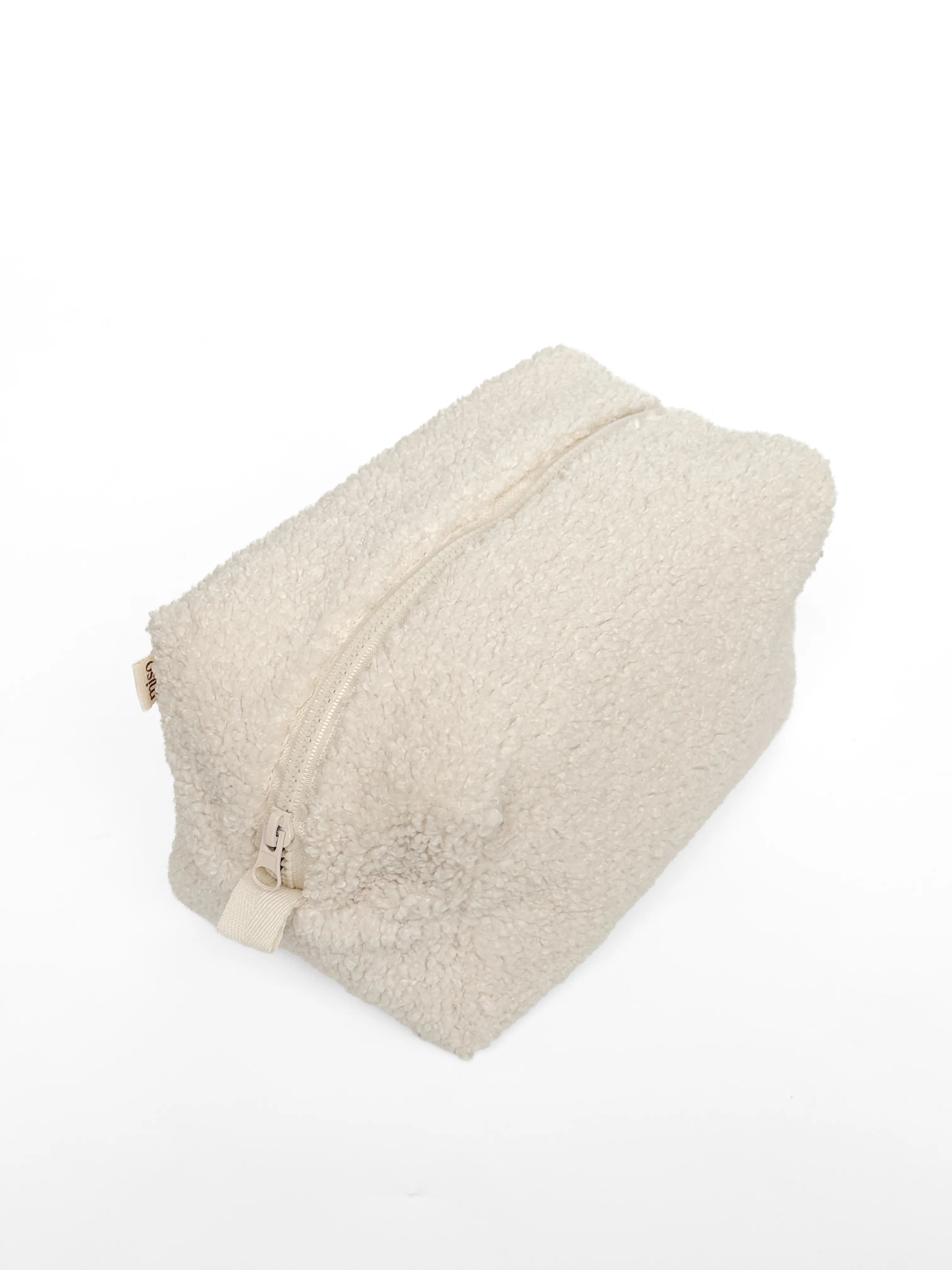 Cosmetic bag TEDDY zipper plastic white medium SQUARE