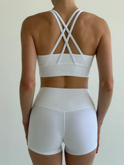 Yoga top with crisscross straps white