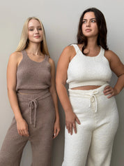 Soft knitted fluffy top milky