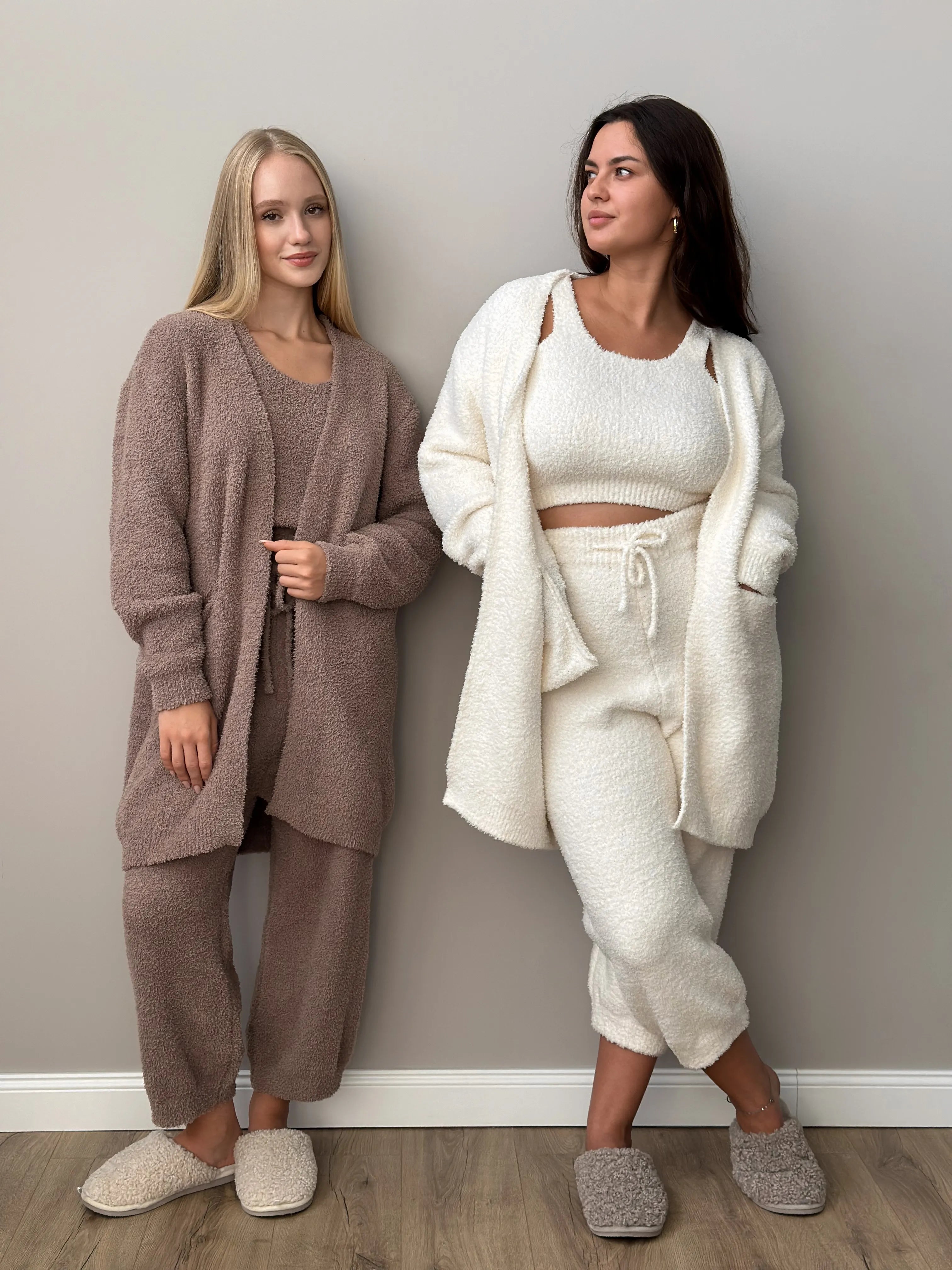 Soft knitted fluffy top milky