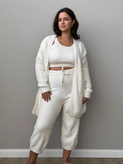 Soft knitted fluffy top milky