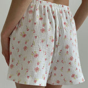 Suit shorts and short-sleeved shirt muslin flowers watercolor on white