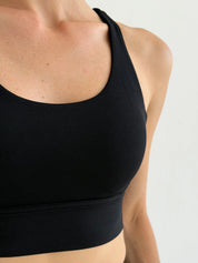 Yoga top with crisscross straps black