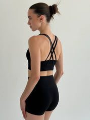 Yoga top with crisscross straps black