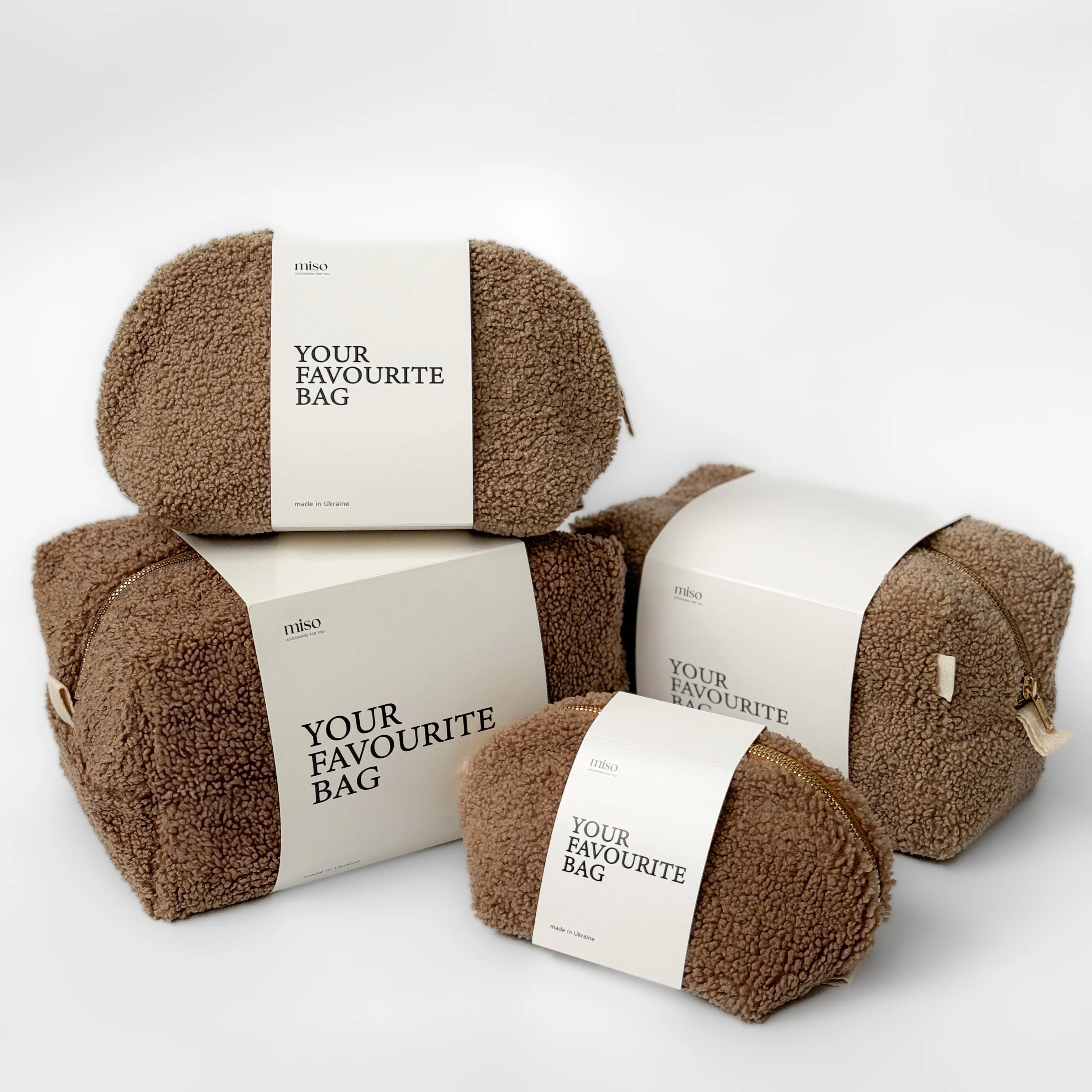 TEDDY brown medium triangular cosmetic bag