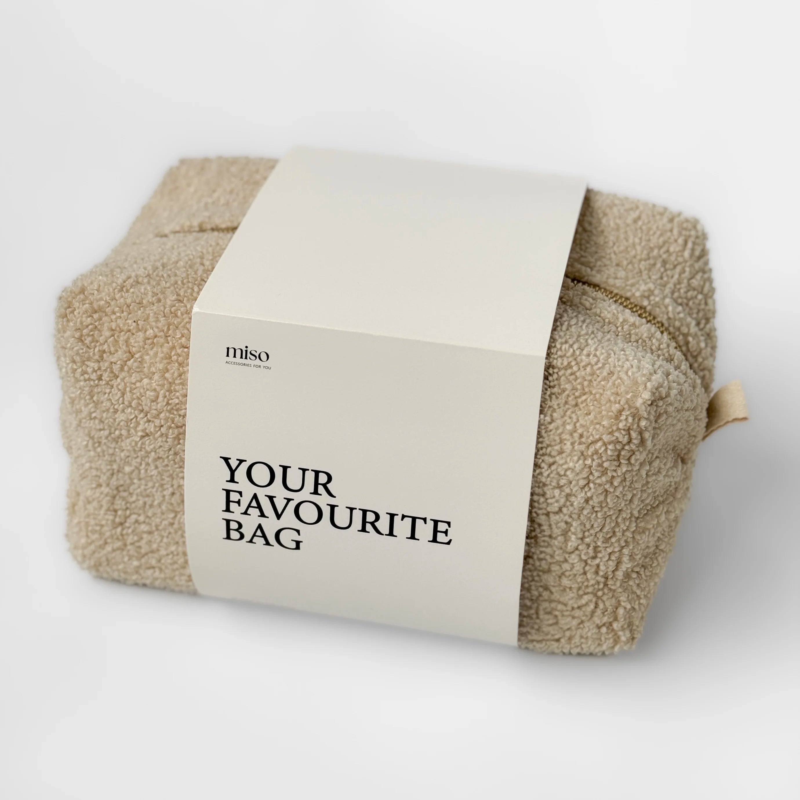 TEDDY beige cosmetic bag medium square