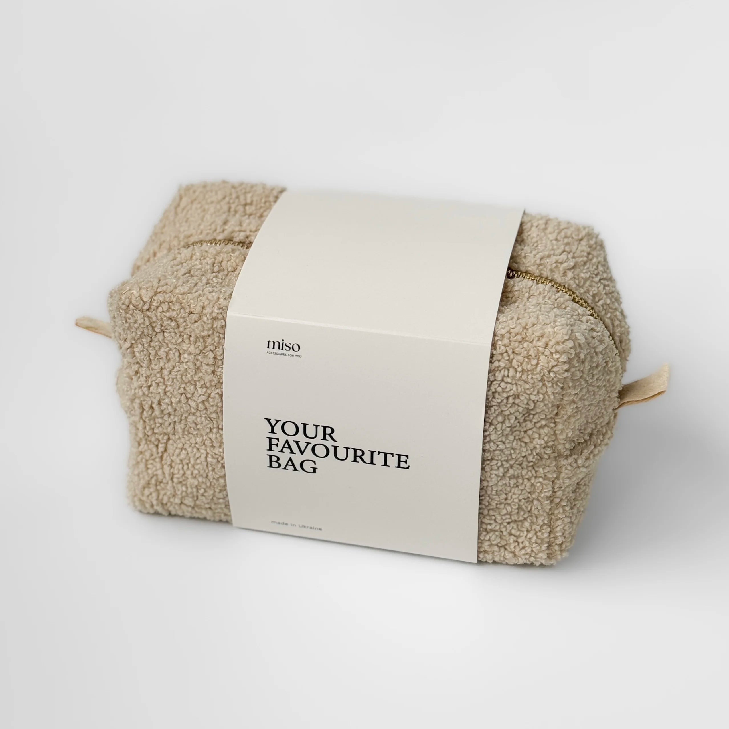 TEDDY beige cosmetic bag medium square