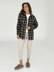 Flannel Shirt black "large beige check"