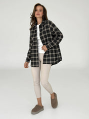 Flannel Shirt black "large beige check"