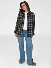 Flannel Shirt black "large beige check"