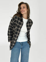 Flannel Shirt black "large beige check"