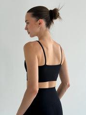 Yoga top with thin straps, black
