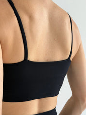 Yoga top with thin straps, black