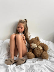 Children's fur slippers TEDDI brown
