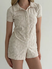 Terry jacquard jumpsuit, milky flower
