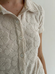 Terry jacquard jumpsuit, milky flower