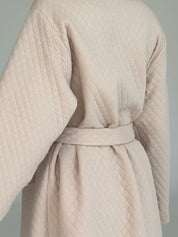 Beige quilted knitwear bathrobe
