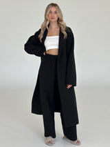 Black quilted knit pants