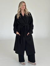 Black quilted knitwear bathrobe