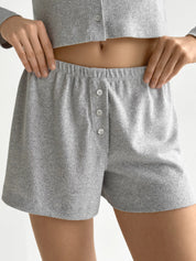 Ribana set of long sleeves (with button) and shorts (with a drawstring) gray