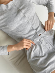 Ribana set of long sleeves (with button) and shorts (with a drawstring) gray