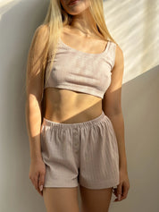 Ribbed shorts powder
