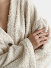 SOFT Terry Button Down Sweater Milk