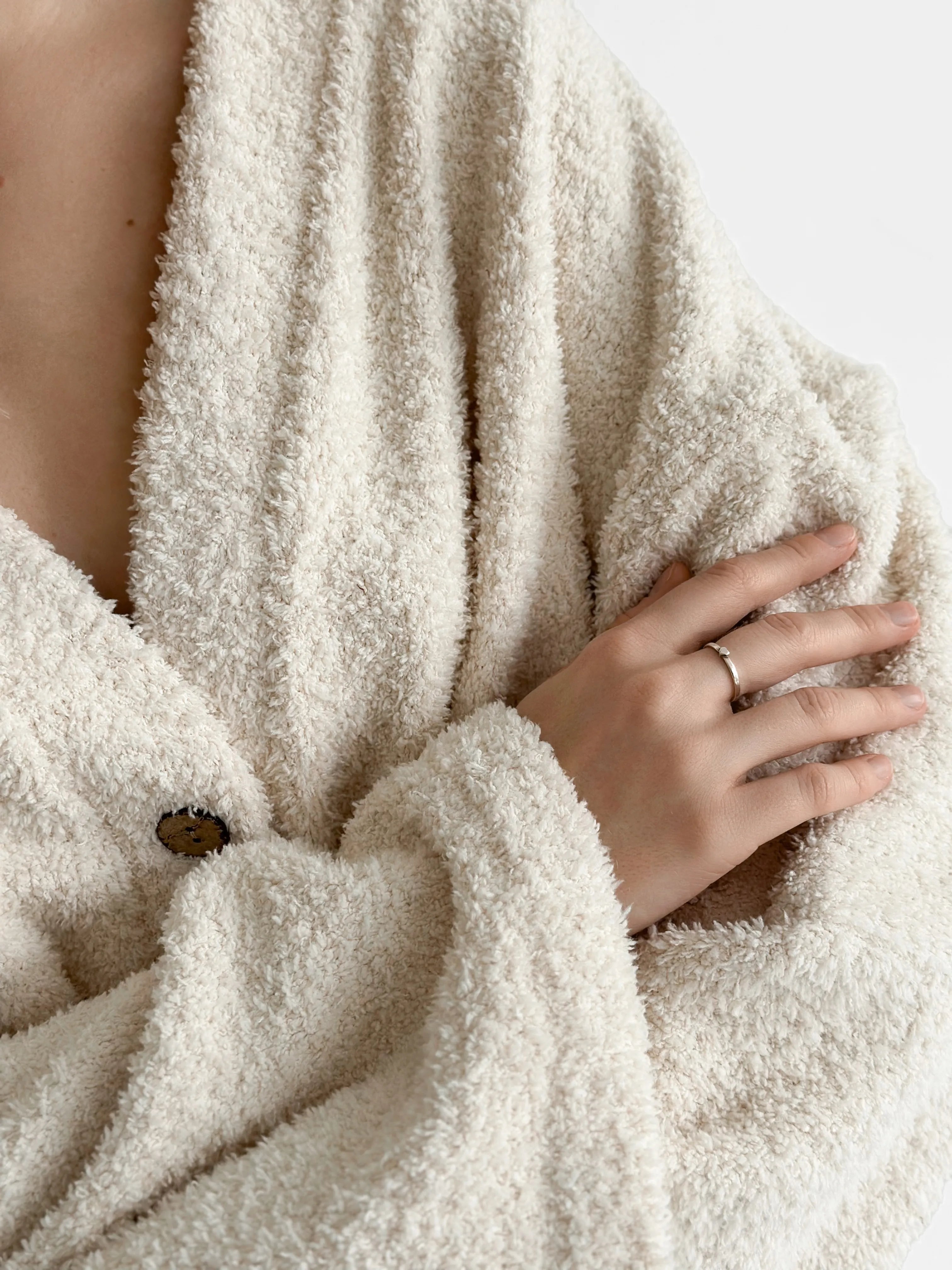 SOFT Terry Button Down Sweater Milk