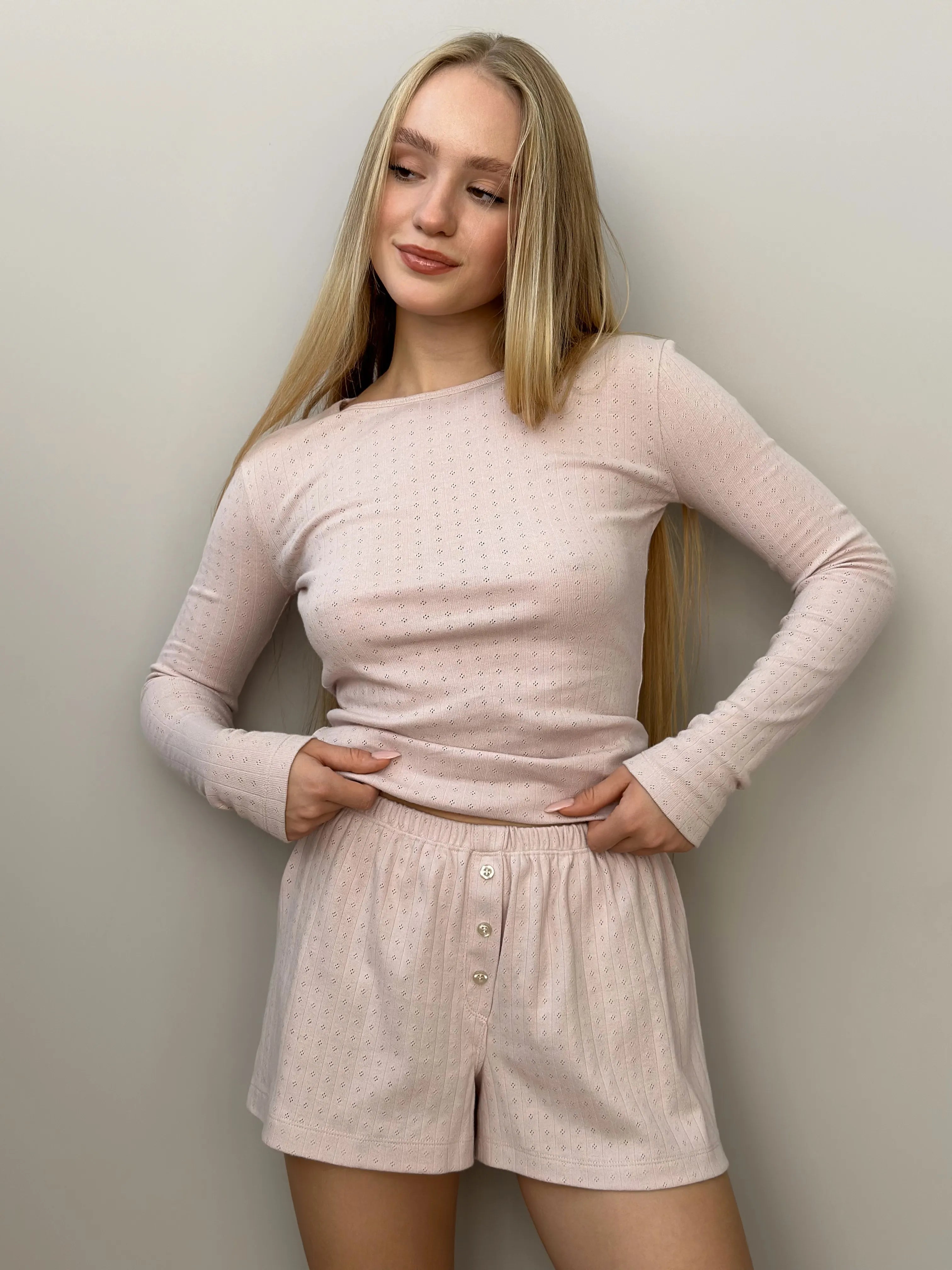 Ribbed shorts powder