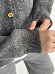 Hooded cardigan with buttons graphite