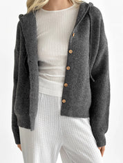 Hooded cardigan with buttons graphite