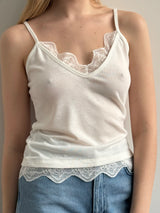 Knitted T-shirt with lace, white
