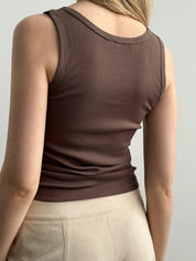 Basic ribbed T-shirt, brown
