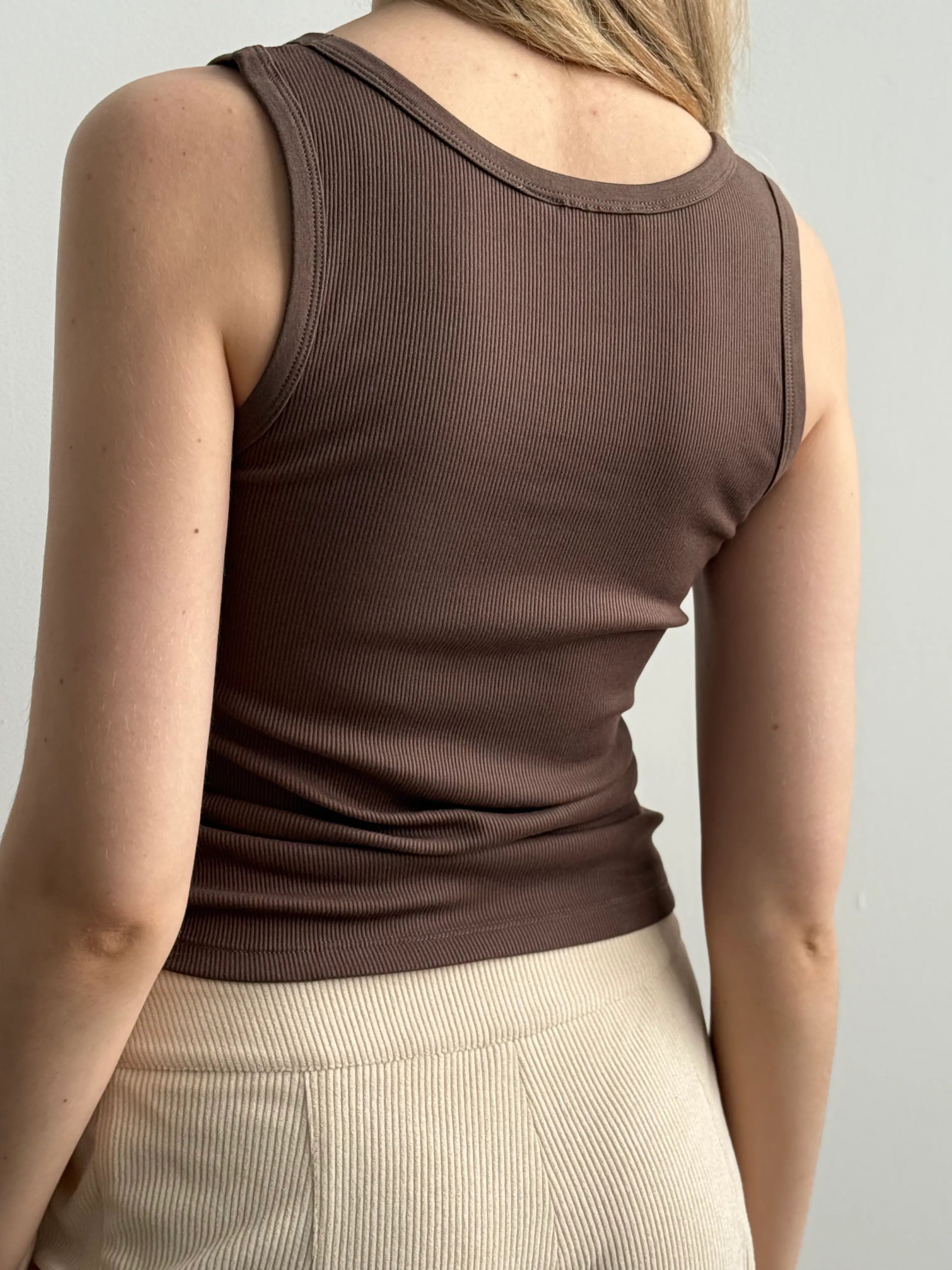 Basic ribbed T-shirt, brown