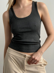 Basic ribbed T-shirt, graphite