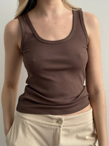 Basic ribbed T-shirt, brown