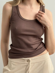 Basic ribbed T-shirt, brown