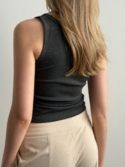 Basic ribbed T-shirt, graphite