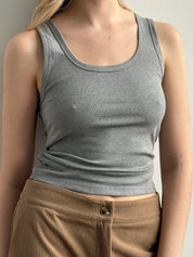Basic ribbed T-shirt, dark gray