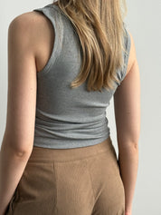 Basic ribbed T-shirt, dark gray