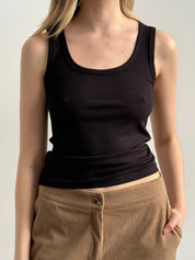 Basic ribbed T-shirt, black