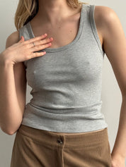 Basic ribbed T-shirt, gray