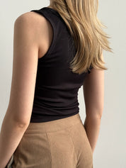 Basic ribbed T-shirt, black