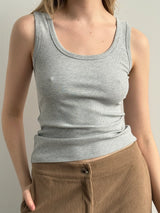 Basic ribbed T-shirt, gray