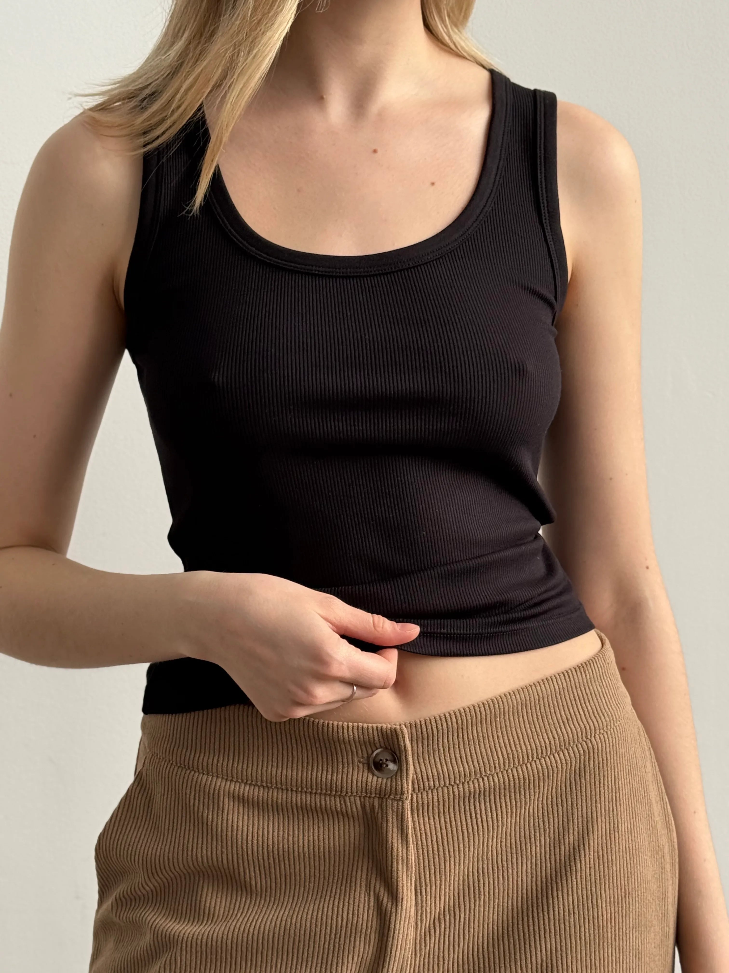 Basic ribbed T-shirt, black